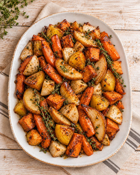 Roasted Root Vegetables with Maple Glazed Pears